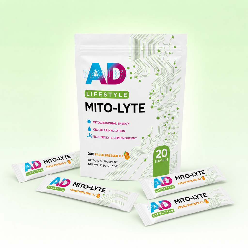 Mito-Lyte pouch with Fresh Pressed OJ stick packs
